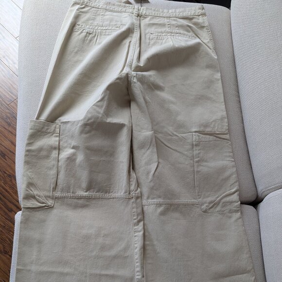 NWT Beige Cotton Cargo pants, ZARA, Size 44 - Picture 3 of 6